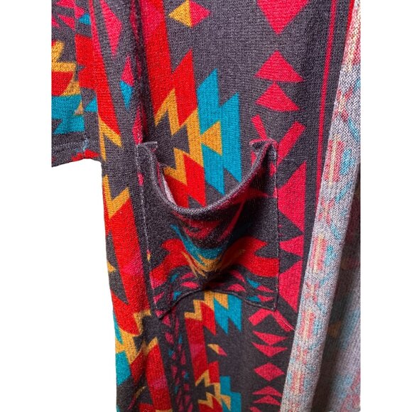 Vintage-Inspired Tribal Print Long Cardigan Duster Yahada Size M Western Cowboy - Picture 3 of 4